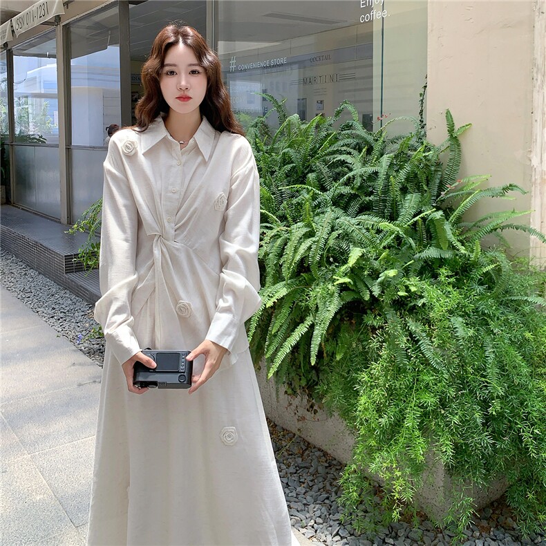 大货已出手工花朵衬衣+半身裙两件套套装5757-P155K228,女装套装/套裙,2C332