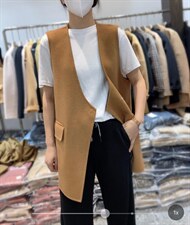 2021秋季新款时尚背后开叉宽松显瘦百分百羊毛双面呢马甲，女装马甲，L·H·X