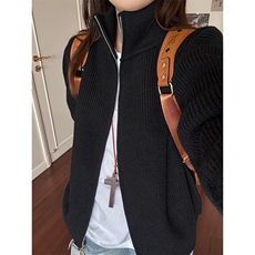 重磅秋冬北极绒双拉链毛衣开衫美式复古休闲慵懒风宽松针织衫外套，男装针织衫/毛衣，电商A486