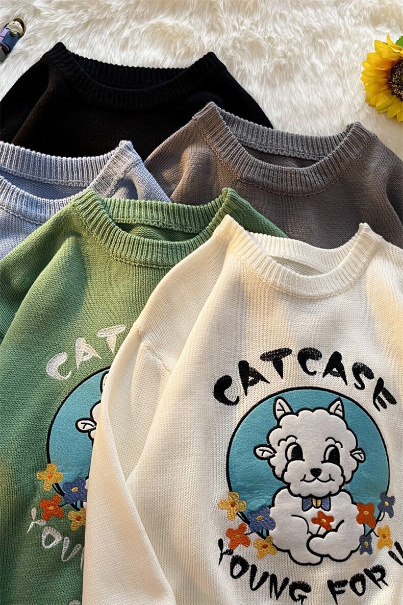 主推！2023秋冬男士小羊刺绣圆领毛衣潮牌针织衫M317P78,男装针织衫/毛衣,电商B220