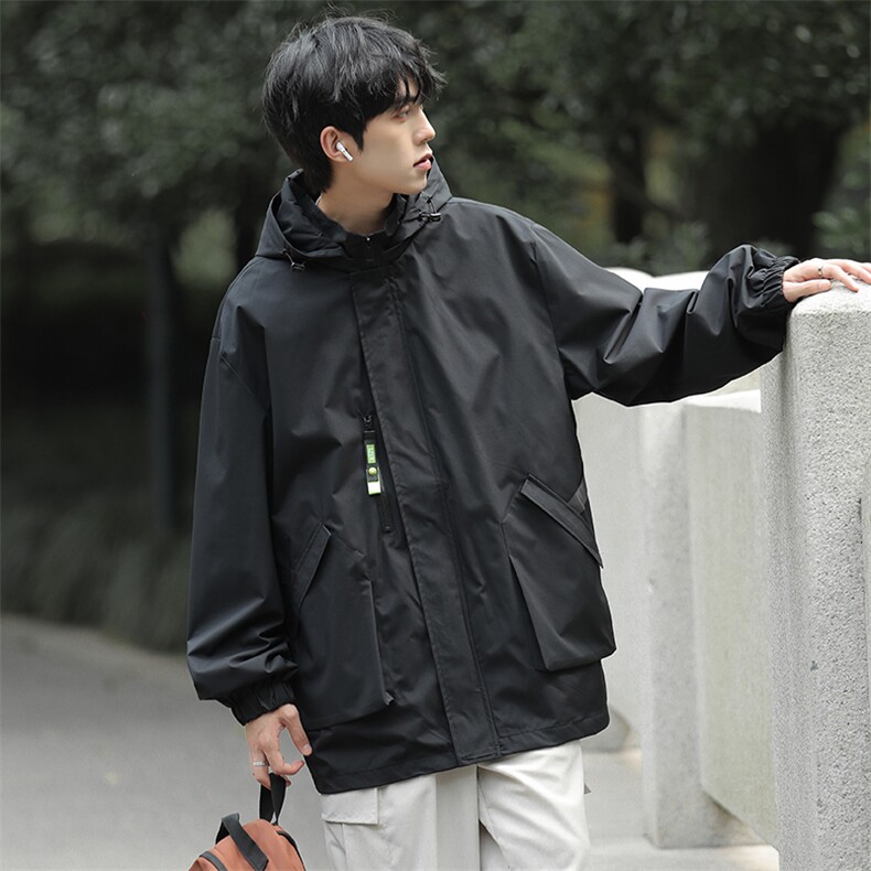 新款连帽冲锋衣夹克男山系户外潮流宽松休闲外套JK2306-P68,男装夹克,星座717