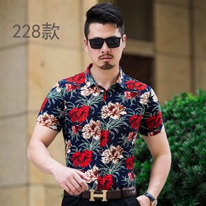 2021夏季男短袖花衬衫大码男花色男衬衫短袖226-230模组合图片