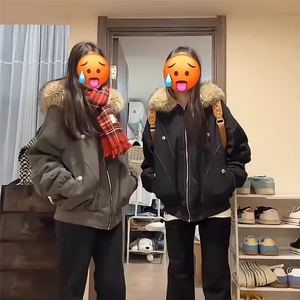 网  做旧座山雕加厚棉服男女宽松解构磨毛高级感毛领外套B59-P100图片