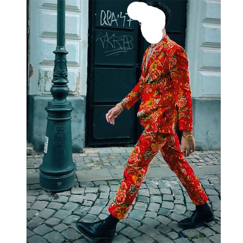 R1东北大花西服套装网红同款男女大码团队服风新中式表演出服，男装西服套装，星座115A(原星座507）