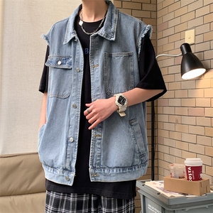 无袖坎肩牛仔马甲男高级感炸街男装高街穿搭复古水洗外套M802-p50图片
