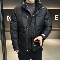 店主风皮羽绒服男纯色立领高级感白鸭绒男外套上衣B317/2333/P175，男装羽绒服，电商B317
