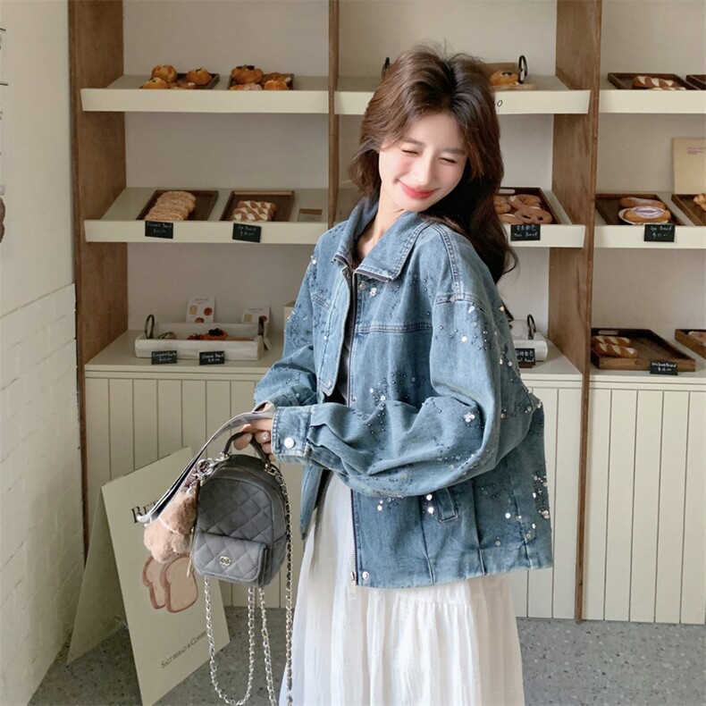 有备货26春季新款亮片牛仔外套6665-P180-K288,女装短外套,2C317