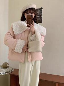 羊卷毛拼接。羽绒服图片
