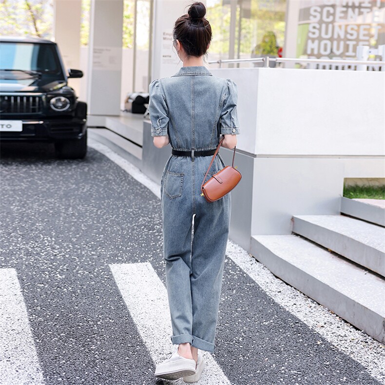 牛仔连体裤女小个子2026年夏季新款高级感工装高腰显瘦薄款连衣裤,女装连体裤,印象茜