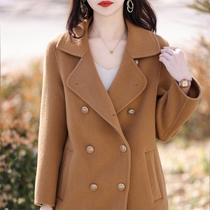职场气质重工翻领羊毛针织西装外套女外搭短款小个子长袖休闲上衣图片