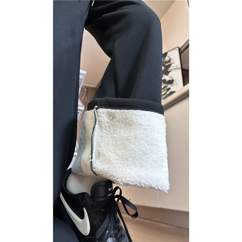 2025冬季新款加厚羊羔绒简约宽松休闲卫裤B315-K858JR-特p40控78,男装休闲裤,电商B315
