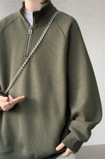 8XL-M特大码卫衣男纯色百搭条纹肌理立领拉链长袖T恤男WY08P55，男装T恤，电商D206-1