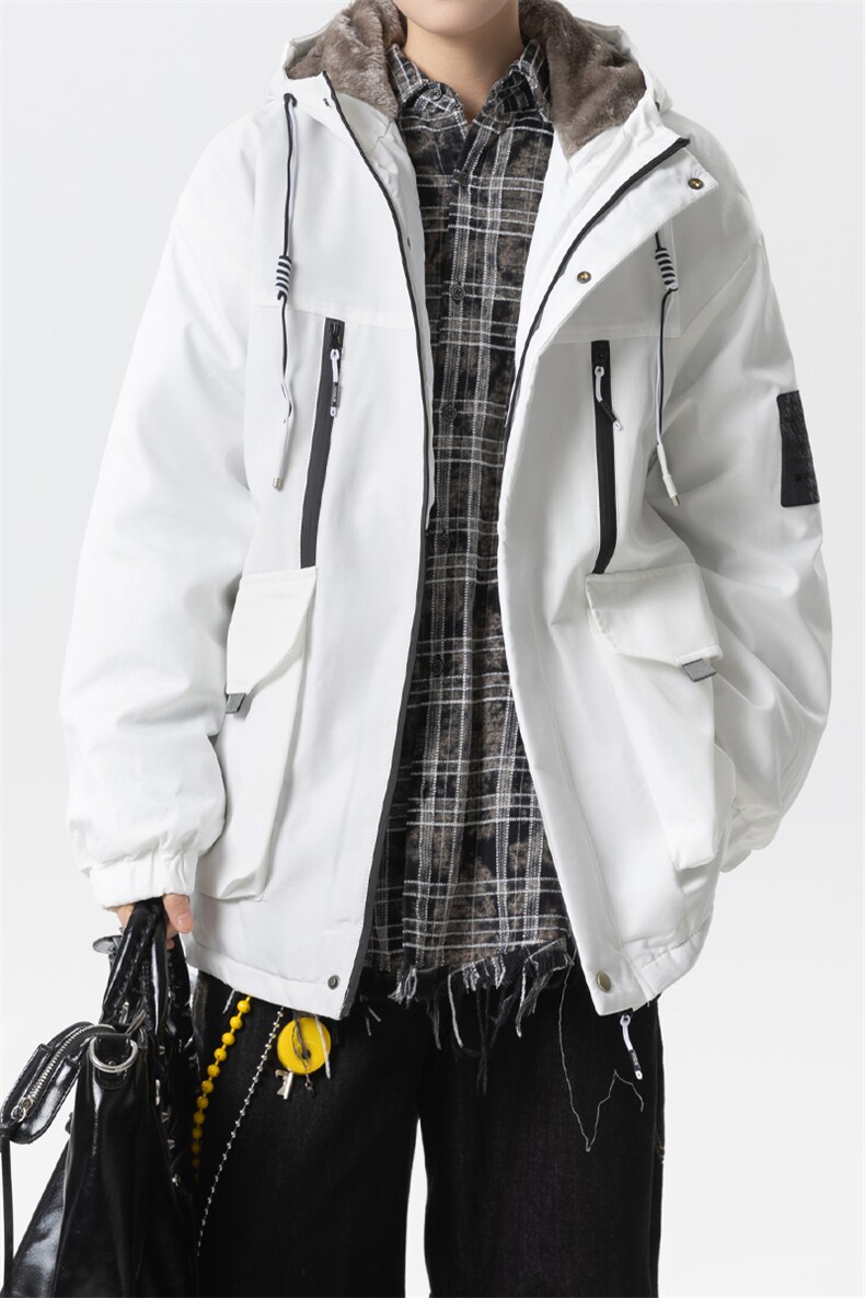 冬季外套加绒加厚潮牌夹克连帽宽松保暖派克服A436-D209-P80,男装夹克,电商A436