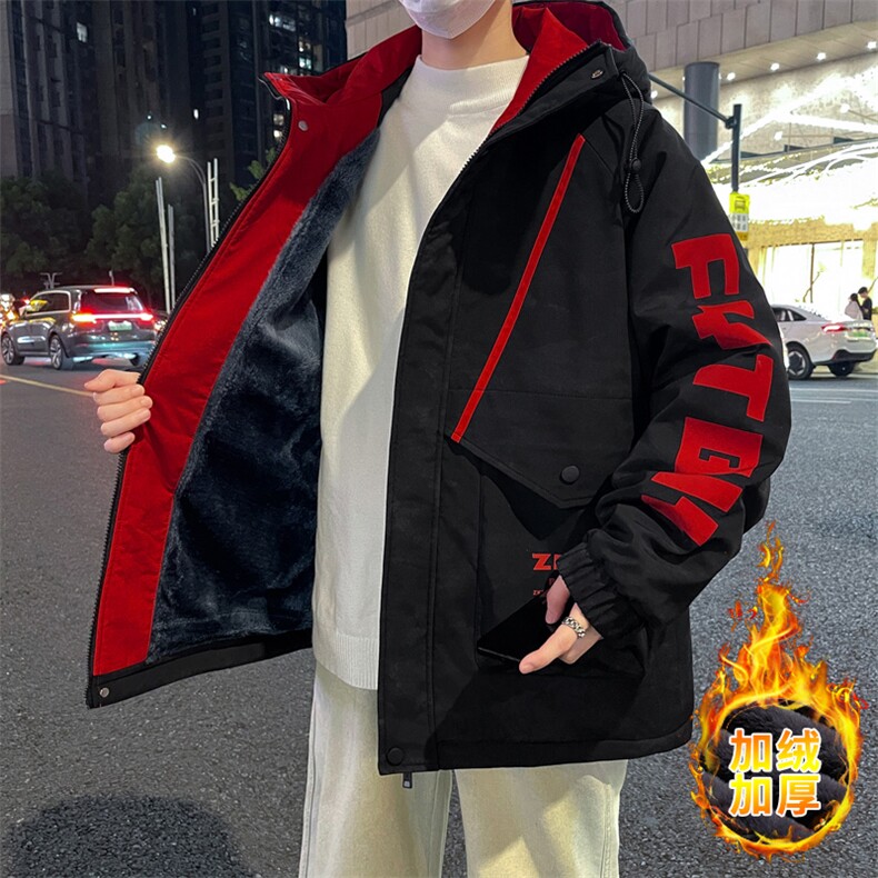 港风男式加绒加厚夹克男时尚潮流加绒棉衣男夹克外套MY1689-P83,男装棉衣,星座310B-3