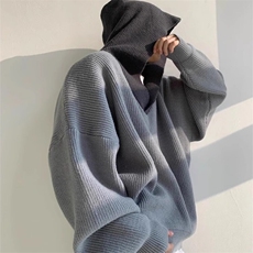呆日系复古毛线拼接连帽卫衣男宽松设计感休闲情侣外套女特P，女装短外套，星座715-4