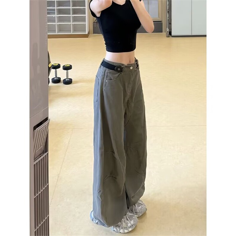 美式复古美拉德棕色弯刀牛仔裤男女直筒阔腿长裤K9004-P58网络图,女装牛仔裤,电商B245
