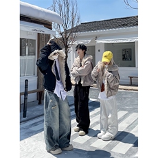 现货高品质美式高街冬季重磅硬挺短款座山雕毛领棉衣男女加厚外套，男装棉衣，电商A486