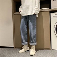 牛仔裤男直筒宽松超火cec裤子男休闲裤阔腿裤韩版百搭潮流901-p35，男装牛仔裤，星座1008-2