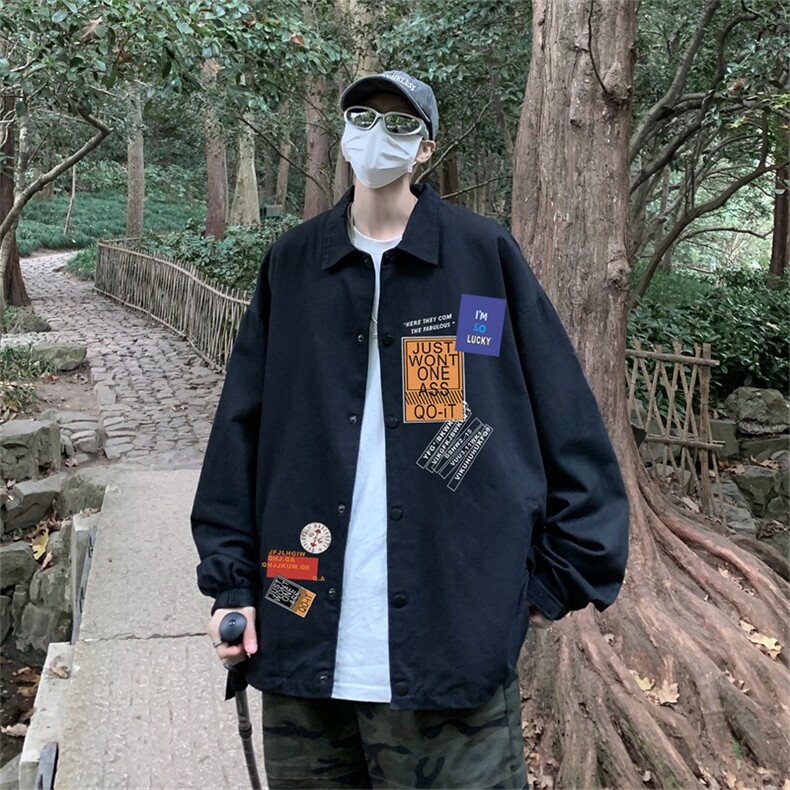 电商DSA028-7601 P45 春季新款印花港风立领夹克休闲外套男图片
