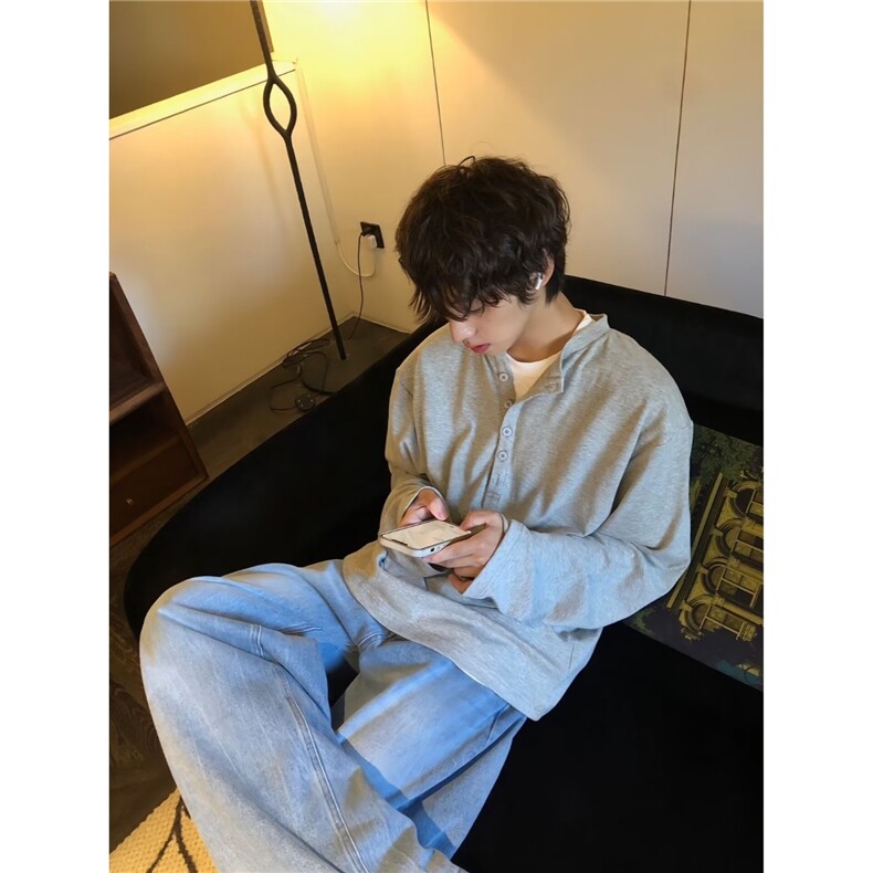新款长袖T百搭原宿潮流时尚文艺慵懒流行日系简约气质TW210-P43,男装T恤,星座208-5