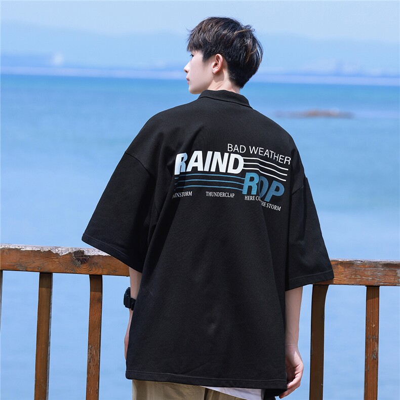 2025夏季新款简约字母数码印花中性风短袖T恤POLO衫T963/P45控58,男装Polo衫,电商A148