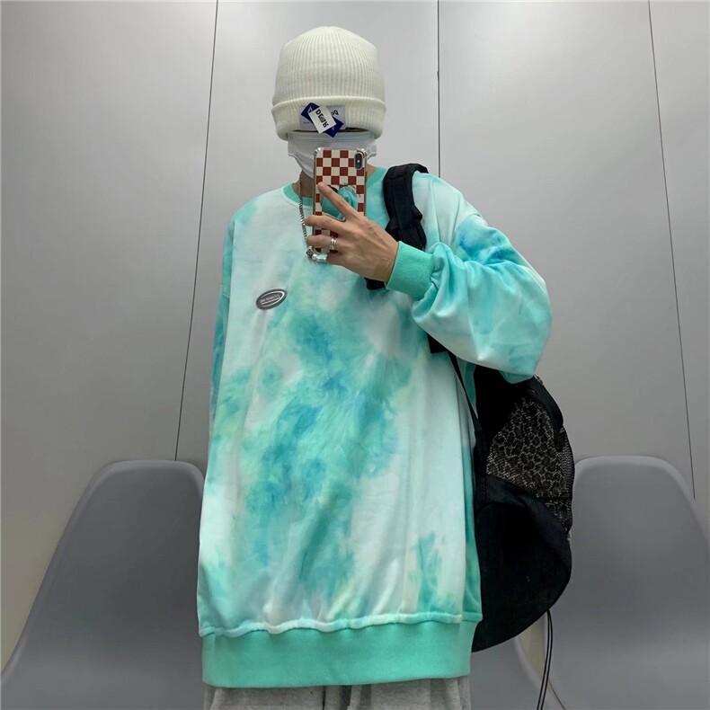 扎染卫衣男潮ins港风潮流圆领W646P23,男装卫衣,星座1116-2