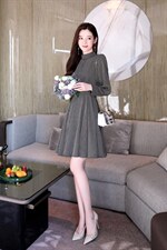 现货，春季新款，韩版千鸟格连衣裙，女装连衣裙，金典明美