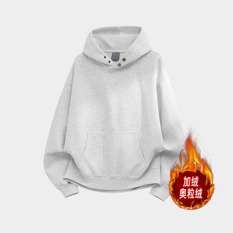 纯色重磅500克双排扣连帽卫衣宽加绒奥粒绒外套上衣RH5343JR-P57，女装短外套，星座610B-1