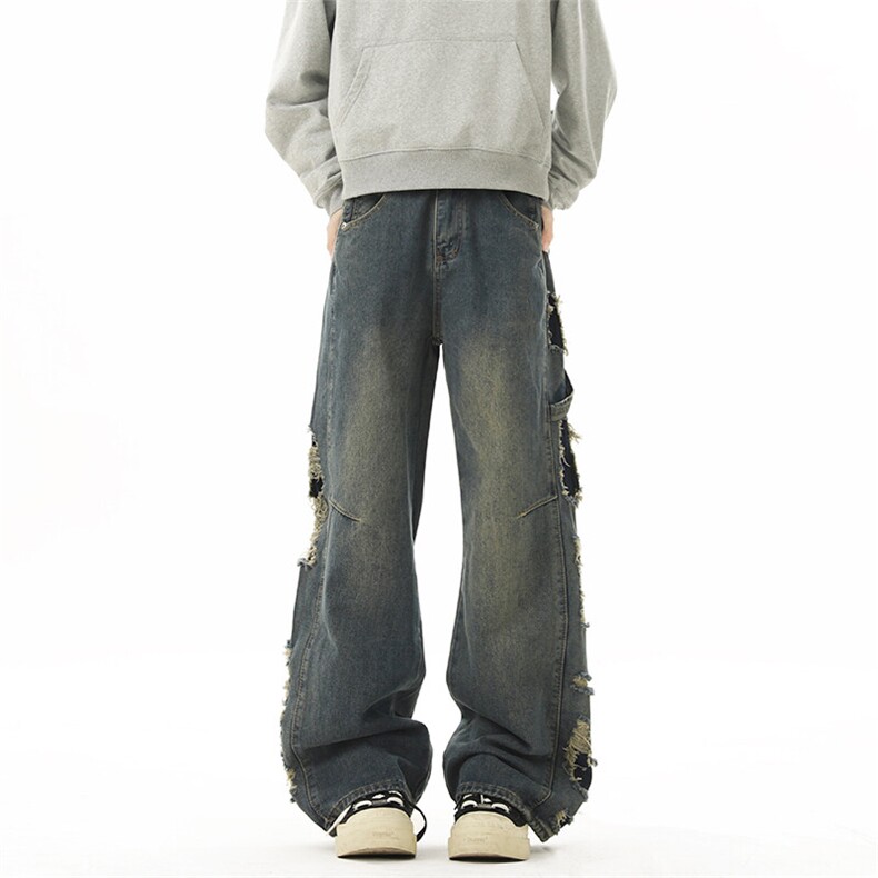 《现货主推》迷彩破洞拼接GXX27-P65控88，男装牛仔裤，电商C303