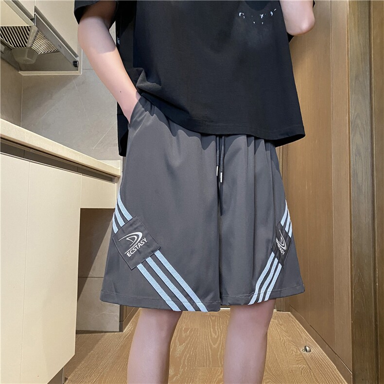 抖音品质夏季新款美式条纹宽松冰丝五分裤B315-K25790-特p30控58,男装休闲裤,电商B315