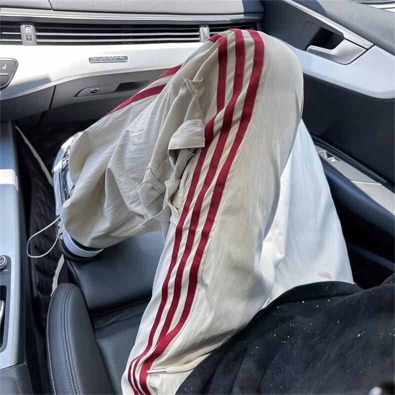 美式复古条纹工装裤男潮牌速干运动裤跳舞直筒休闲裤子，男装工装外套，星座601-2