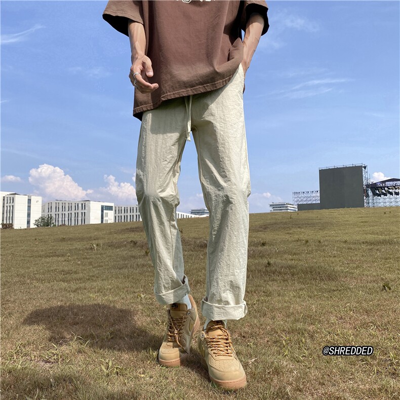 夏季新款纯色休闲裤港风冰丝速干长裤B315-K23390-p35控48,男装休闲裤,电商B315