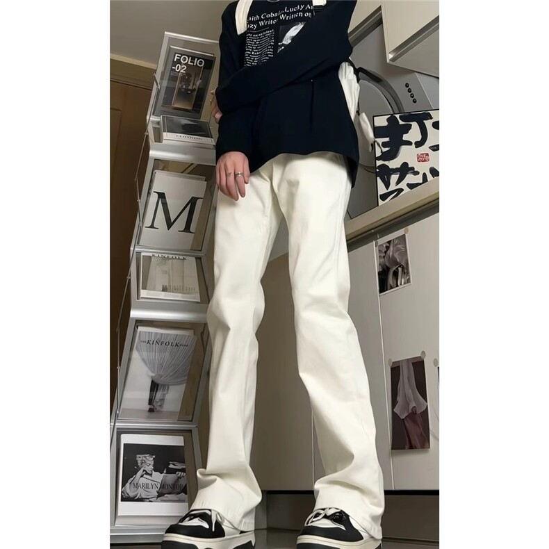 白色微喇牛仔裤男款美式裤子显瘦显高直筒长裤HK1012P33,男装牛仔裤,星座1112-1