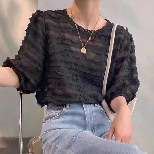 韩版网纱小衫，女装，Tπ