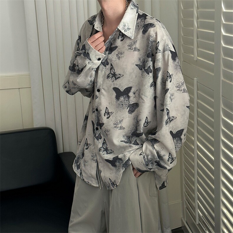 夏季现货印花短袖衬衣男潮牌冰丝花衬衫A351-AC25603-p55控89,男装T恤,电商A351