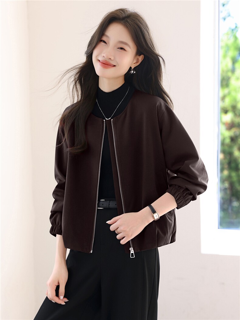 卫衣外套女2025新款秋季薄款圆领短款拉链开衫小香风中年妈妈秋装,女装短外套,涵誉