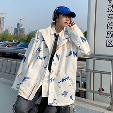 TP30W310两面穿风衣外套新款白底棒球服韩版宽松时尚夹克上衣，男装风衣，电商A170