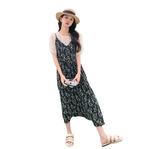 法式复古吊带连衣裙女夏季2025新款气质雪纺碎花长裙子图片