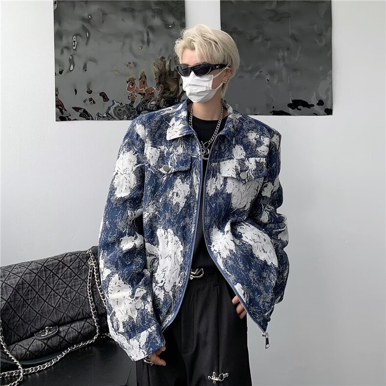 休闲男秋季宽松机车美式夹克街头立领飞行员外套潮,男装夹克,星座716-4