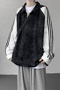 WY10162-特P45 控88 撞色拼接大码百搭宽松卫衣男图片
