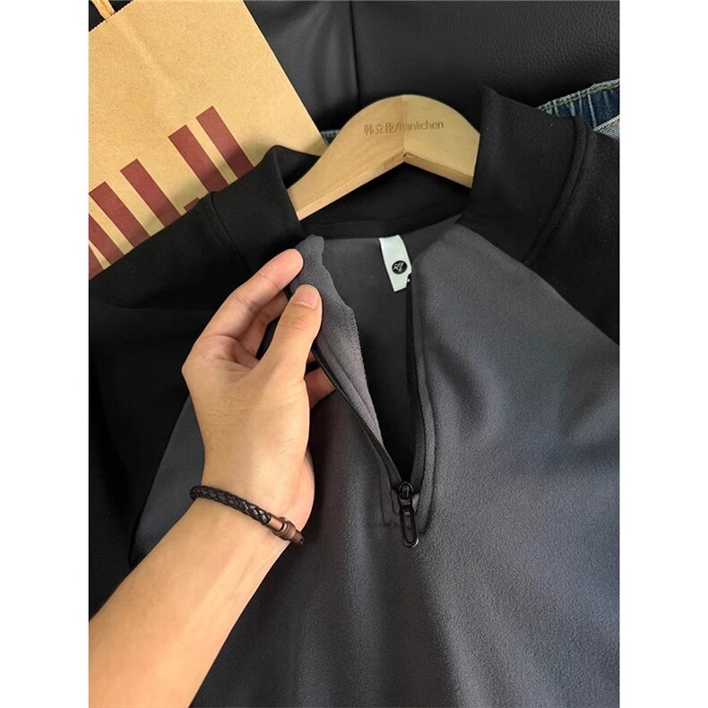 半拉链德绒打底衫男款秋冬美式健身训练服保暖运动T恤LYT177-P35,女装T恤,星座1008