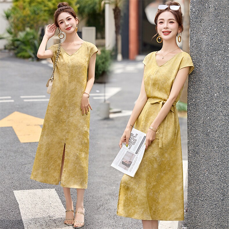 气质时尚连衣裙女2025夏季新款洋气显瘦减龄收腰超好看高级感长裙,女装套装/套裙,欣贝拉