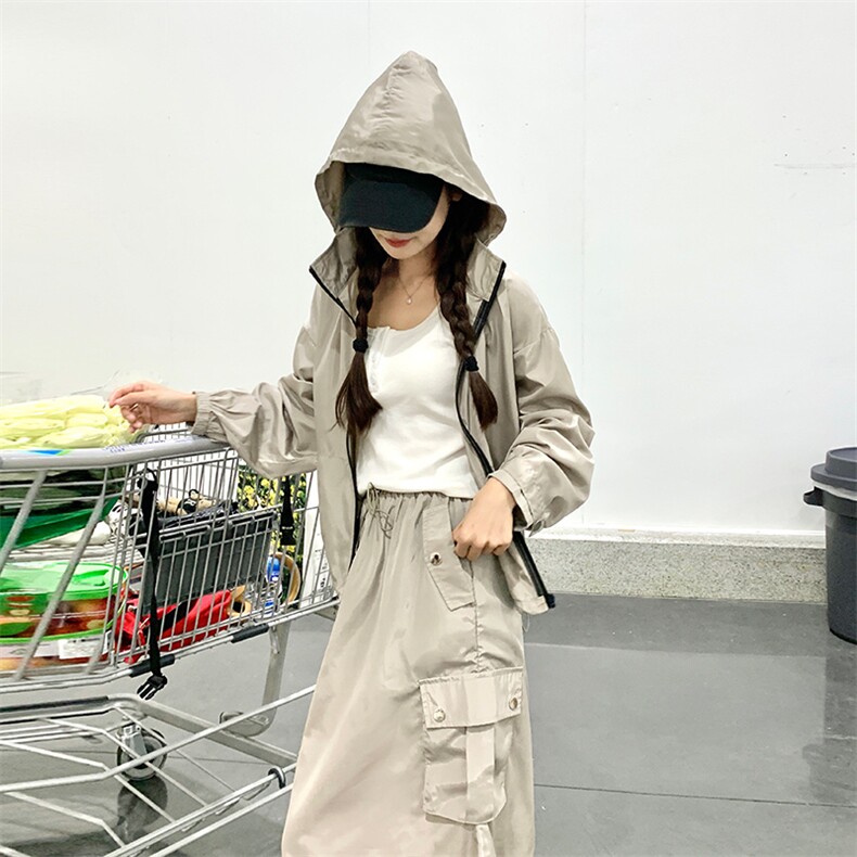 韩系慵懒风工装冲锋衣套装裙女春秋两件套学院风减龄盐系炸街小众,女装套装/套裙,纯色衣恋
