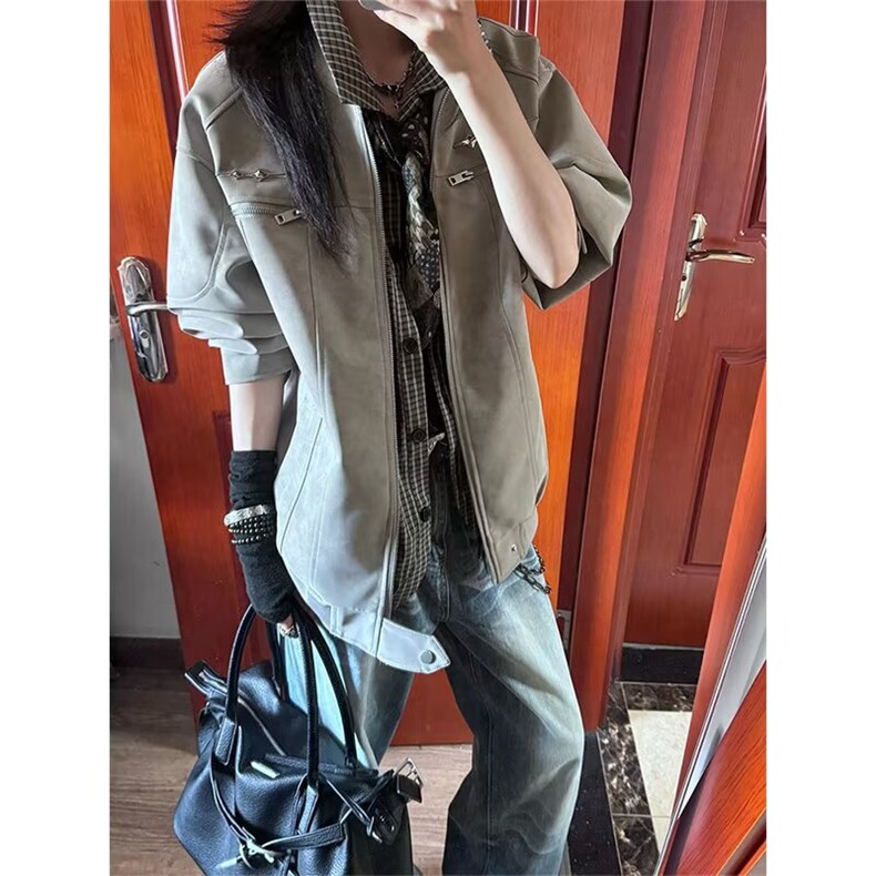 高级感短款机能外套男士2025秋季宽松立领夹克韩系潮流痞帅上衣图片