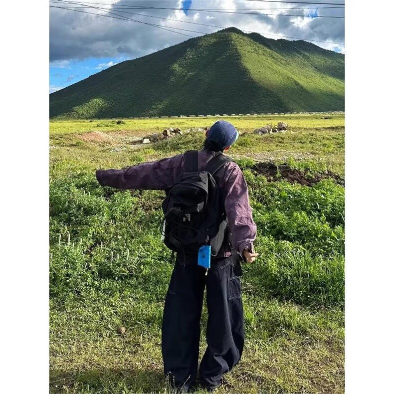 美式复古水洗做旧牛仔裤男女直筒宽松潮牌痞帅阔腿拖地弯刀裤子,男装牛仔裤,星座506A
