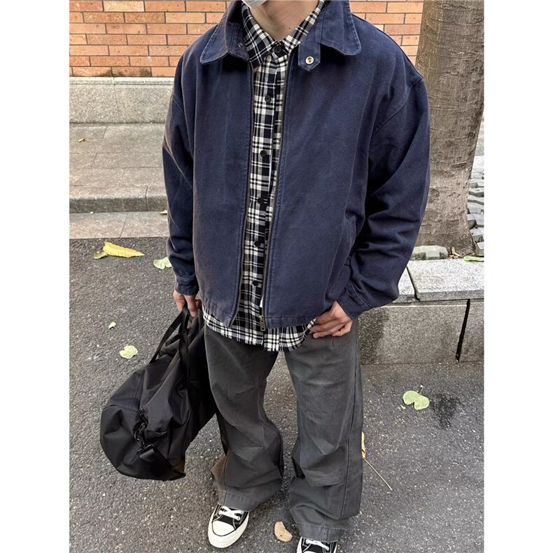 新款时尚文艺流行水洗做旧工装夹克日系慵懒ins潮流气质简约百搭,男装夹克,星座1210-1