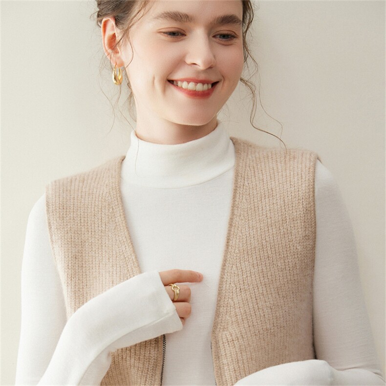 随便怎么搭~花纱山羊绒开衫马甲女宽松加厚V领短款针织毛衣小外套,女装羊绒衫,纳丰羊绒