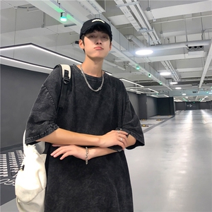 T101-P28美式水洗做旧复古纯色短袖图片