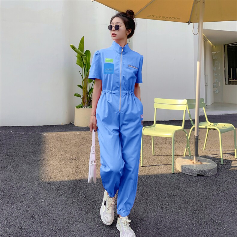 时尚潮流夏季宽松显瘦工装连体裤女，女装连体裤，韩蜜菓