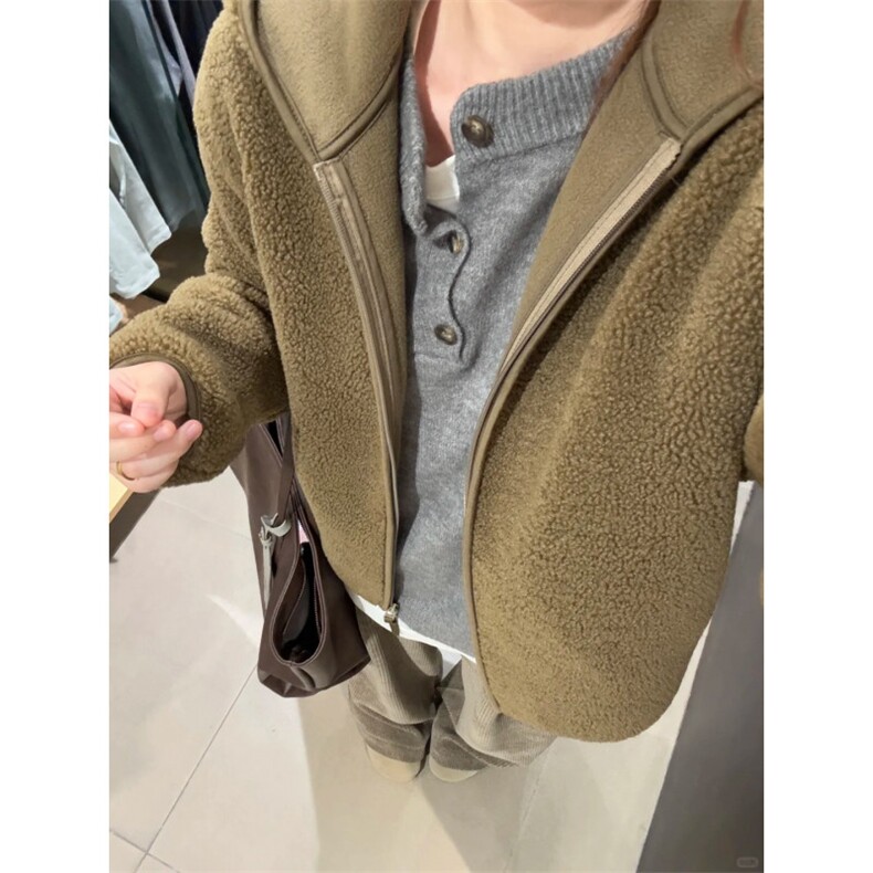 羊羔毛连帽外套130-GS06-P65成分100聚酯纤维,女装短外套,星座1302